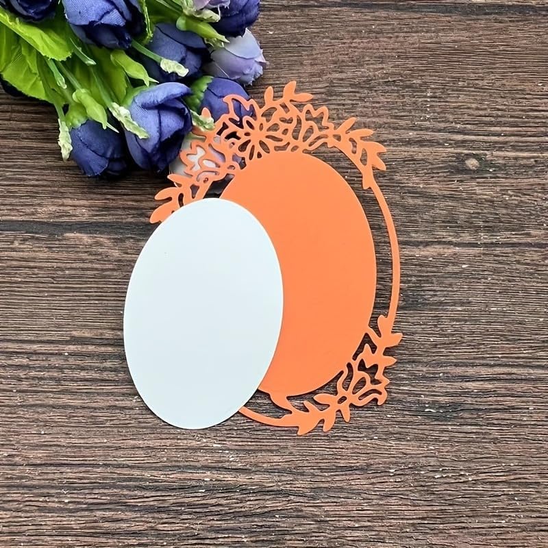 Lapoo Flowers Metal Cutting Die for Scrapbooking - Durable, Cut Stencils for DIY Scrapbook Photo Album Decorative Paper Card, Card Making Supplies, Embossing (Oval Flower Frame 4 x 2.8 in) - Image 5
